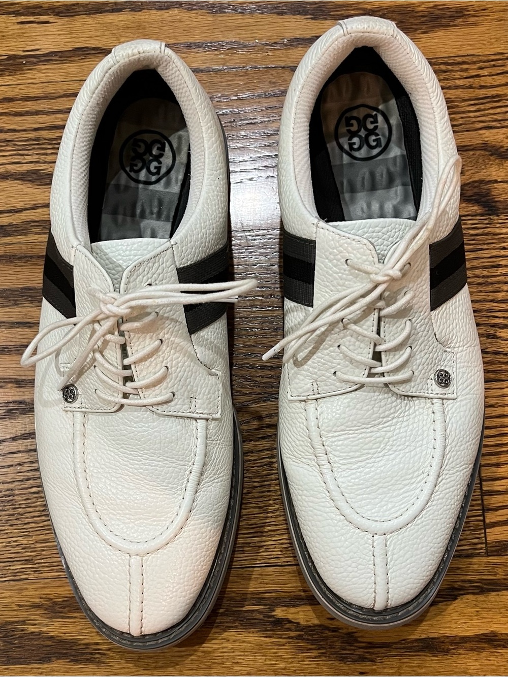 G/FORE Men’s Leather Grosgrain Gallivanter Spikeless Golf Shoes Sz 12 White Grey - Picture 7 of 14